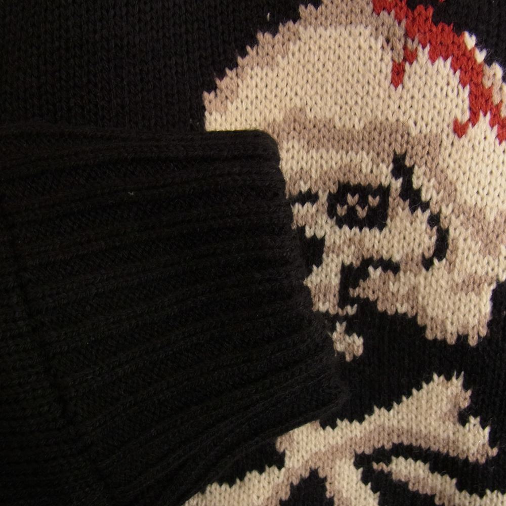schott ショット 3124034 Skull ZIP BOA SWEATER スカル ジップ 裏ボア ニット カーディガン ブラック系 L【中古】