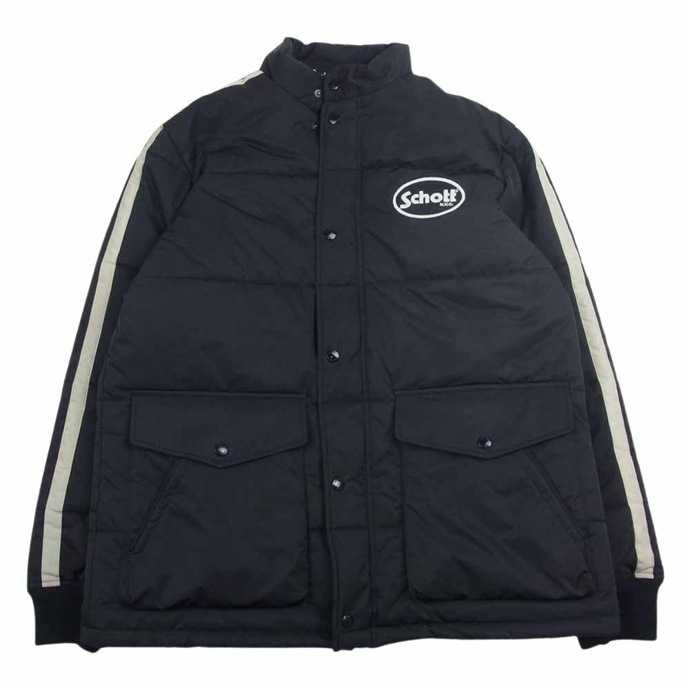 schott ショット 782-2252002 ロゴ ワッペン ナイロン 中綿 レーシング ジャケット ブラック系 L【中古】