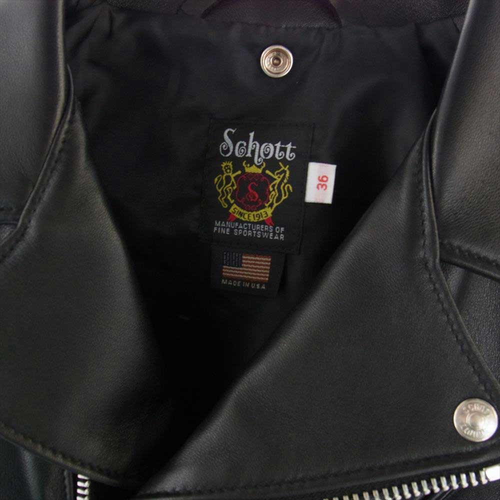 schott ショット 228US USA製 LAMB SKIN DOUBLE RIDERS ラムレザー ダブル ライダース ジャケット ブラック系 36【美品】【中古】