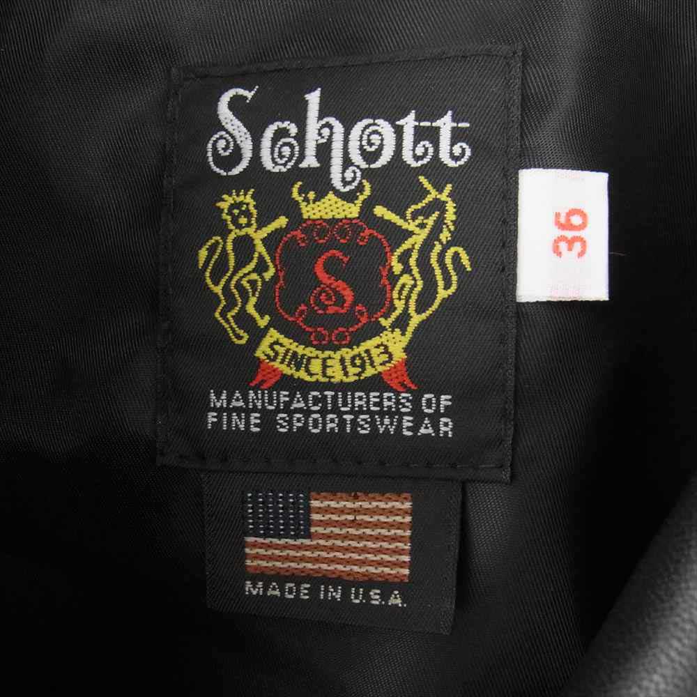 schott ショット 228US USA製 LAMB SKIN DOUBLE RIDERS ラムレザー ダブル ライダース ジャケット ブラック系 36【美品】【中古】