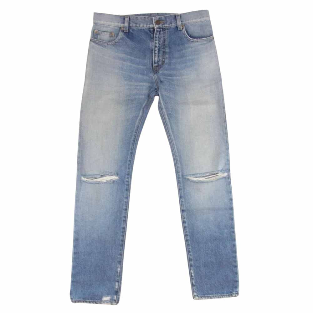 SAINT LAURENT サンローラン 419826 Y800L ニー クラッシュ加工 デニム パンツ ジーンズ インディゴブルー系 30【中古】