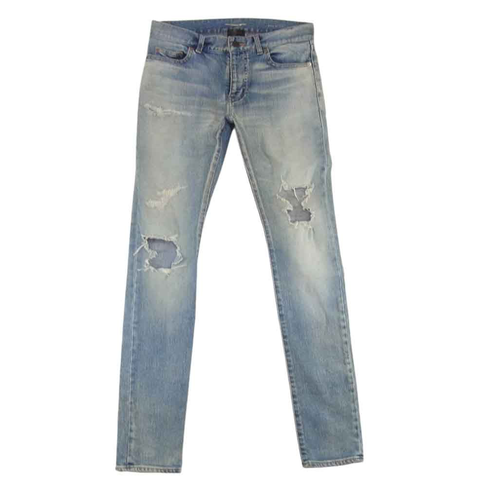 SAINT LAURENT サンローラン 454706 Y806K クラッシュ加工 スキニー ストレッチ デニム パンツ ジーンズ インディゴブルー系 30【中古】