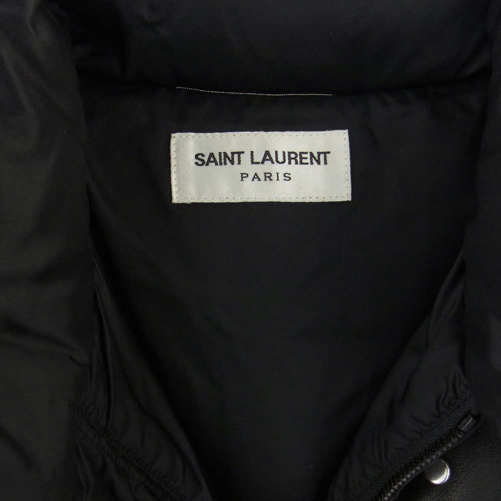 SAINT LAURENT サンローラン 361791 Y574F レザー スタッズ ヨーク切替 ナイロン ダウン ジャケット ブラック系 48【中古】