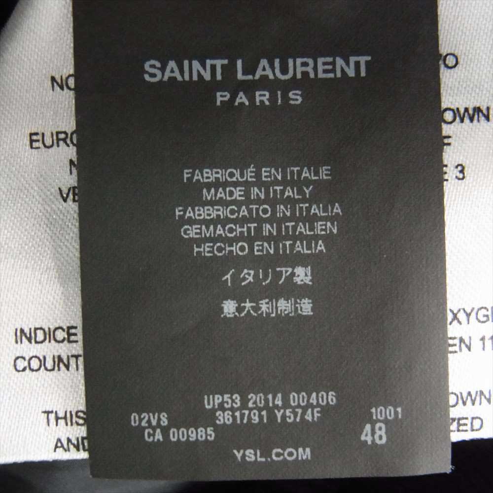 SAINT LAURENT サンローラン 361791 Y574F レザー スタッズ ヨーク切替 ナイロン ダウン ジャケット ブラック系 48【中古】