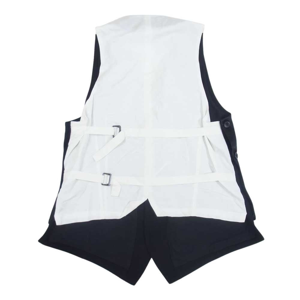 ANN DEMEULEMEESTER アンドゥムルメステール VEST BLACK&WHITE 2トーン バイカラー レイヤード ベスト ジレ ブラック系 ホワイト系 XS【中古】