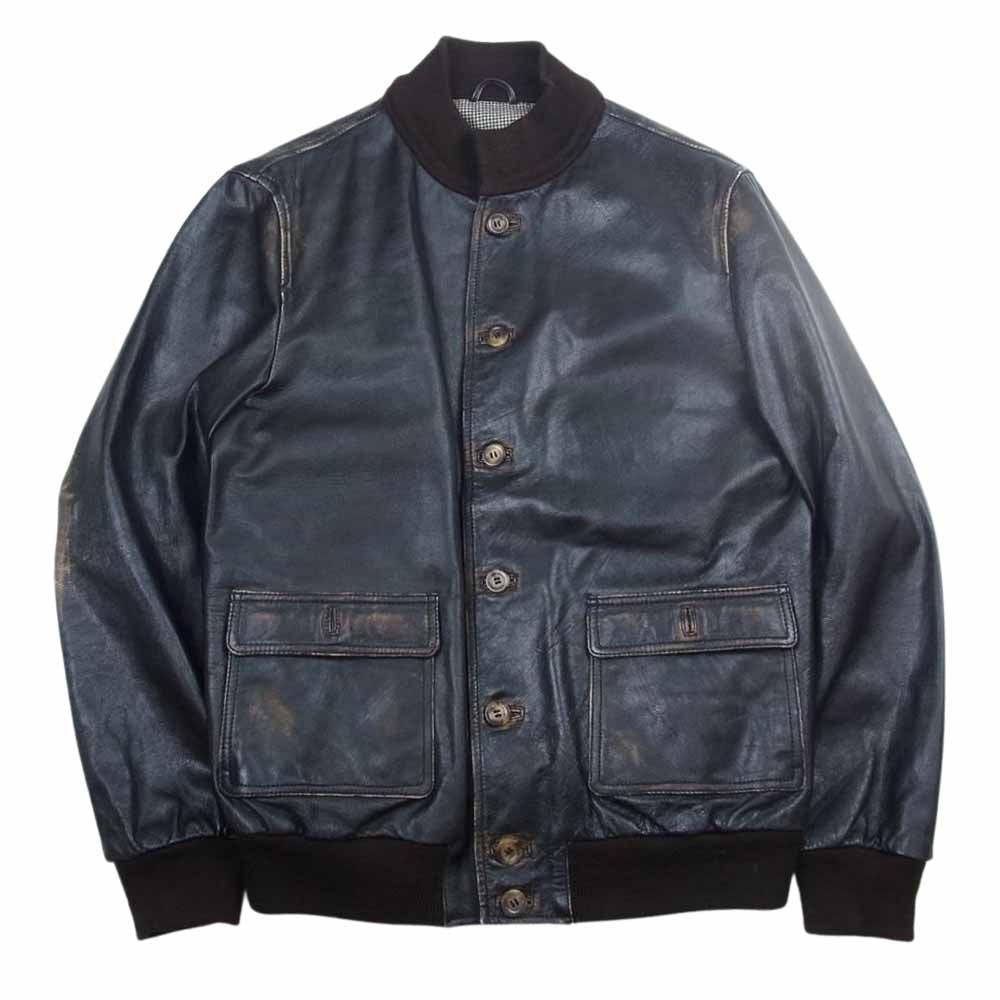 ヴァルスタリーノ ミラノ 1935 VERA PELLE 茶芯 レザー バルスター ジャケット ブラウン系 52【中古】