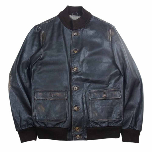 ヴァルスタリーノ ミラノ 1935 VERA PELLE 茶芯 レザー バルスター ジャケット ブラウン系 52【中古】