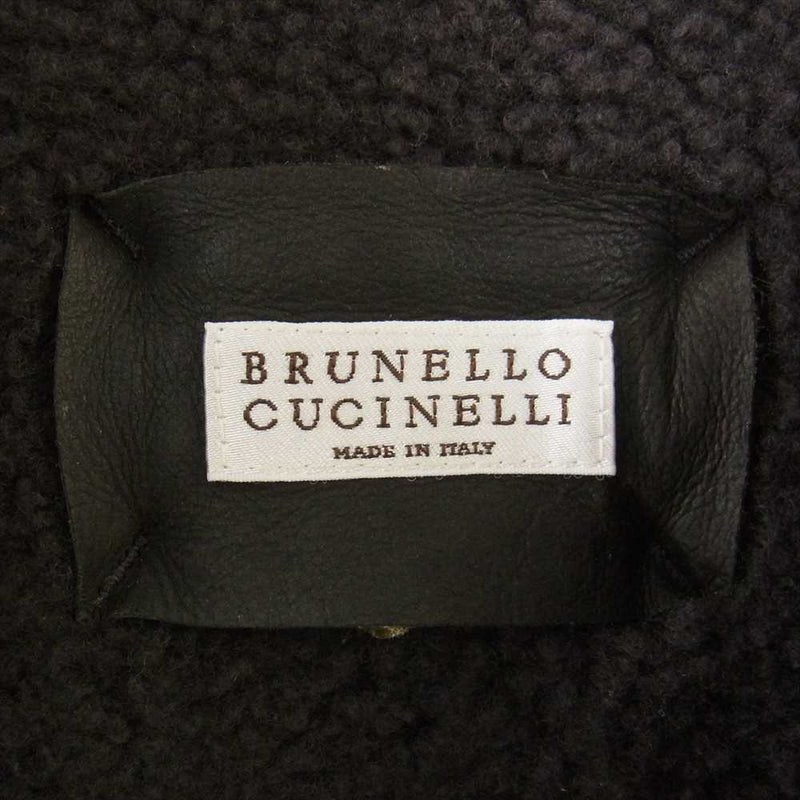 Brunello Cucinelli ブルネロクチネリ イタリア製 襟ファー着脱可能 ウール ムートン ファー ジャケット ダークグレー系 L【中古】