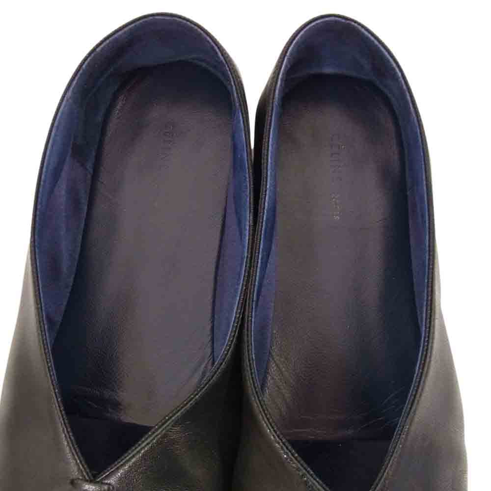 CELINE セリーヌ ポインテッドトゥ レザー フラットシューズ ブラック系 35.5【中古】