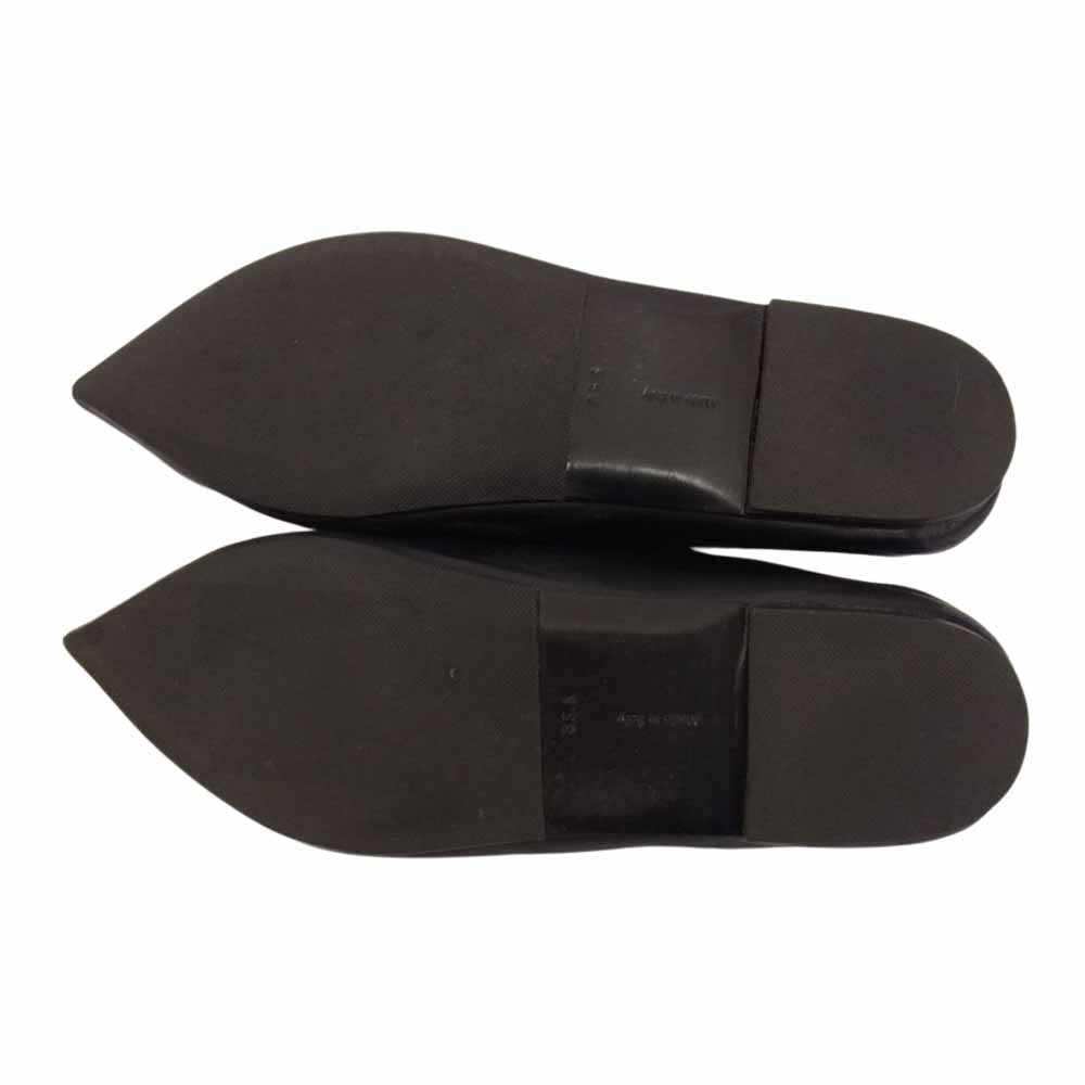 CELINE セリーヌ ポインテッドトゥ レザー フラットシューズ ブラック系 35.5【中古】