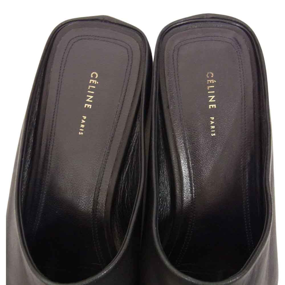 CELINE セリーヌ スクエアトゥ ミュール サンダル ブラック系 35.5【中古】