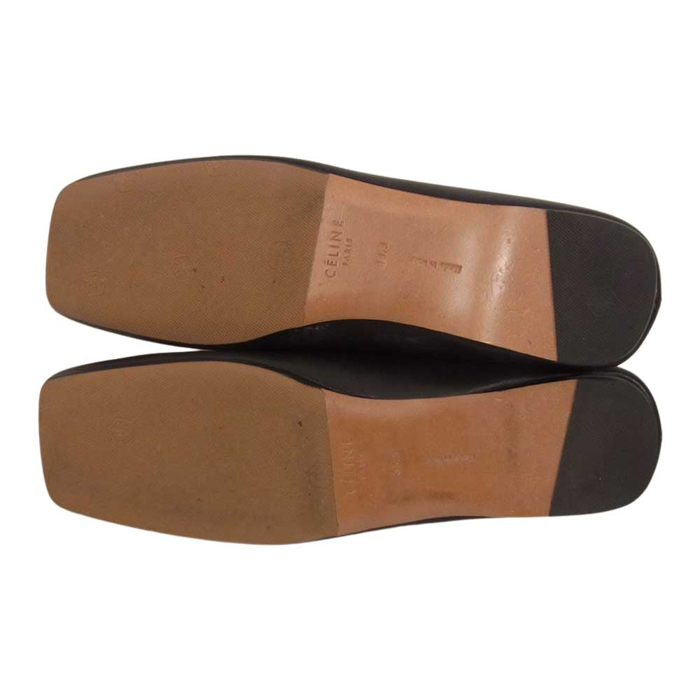 CELINE セリーヌ スクエアトゥ ミュール サンダル ブラック系 35.5【中古】