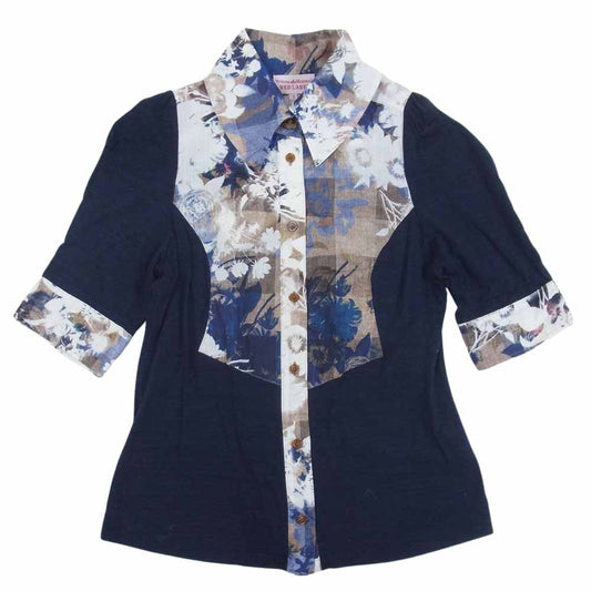 Vivienne Westwood ヴィヴィアンウエストウッド RED LABEL レッドレーベル オーブ ORB ボタン 切替 シャツ 半袖 ネイビー系 3【中古】