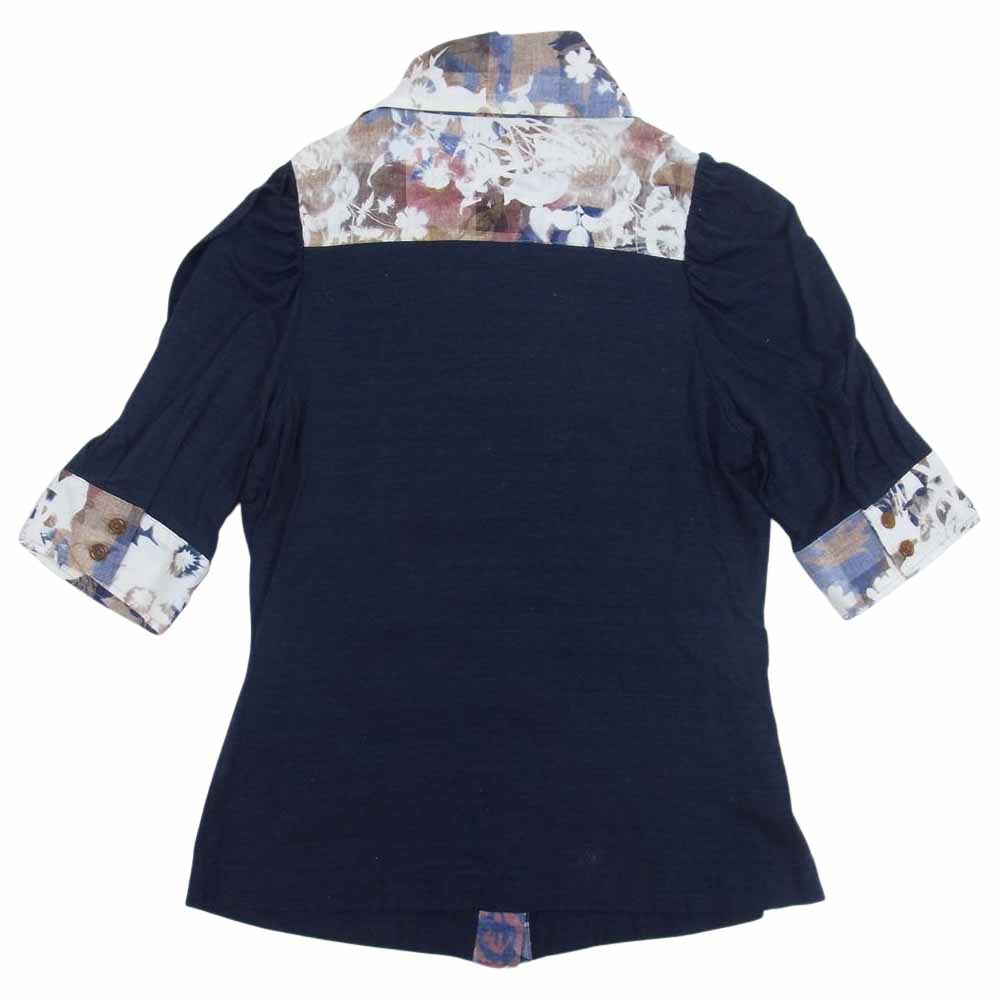 Vivienne Westwood ヴィヴィアンウエストウッド RED LABEL レッドレーベル オーブ ORB ボタン 切替 シャツ 半袖 ネイビー系 3【中古】
