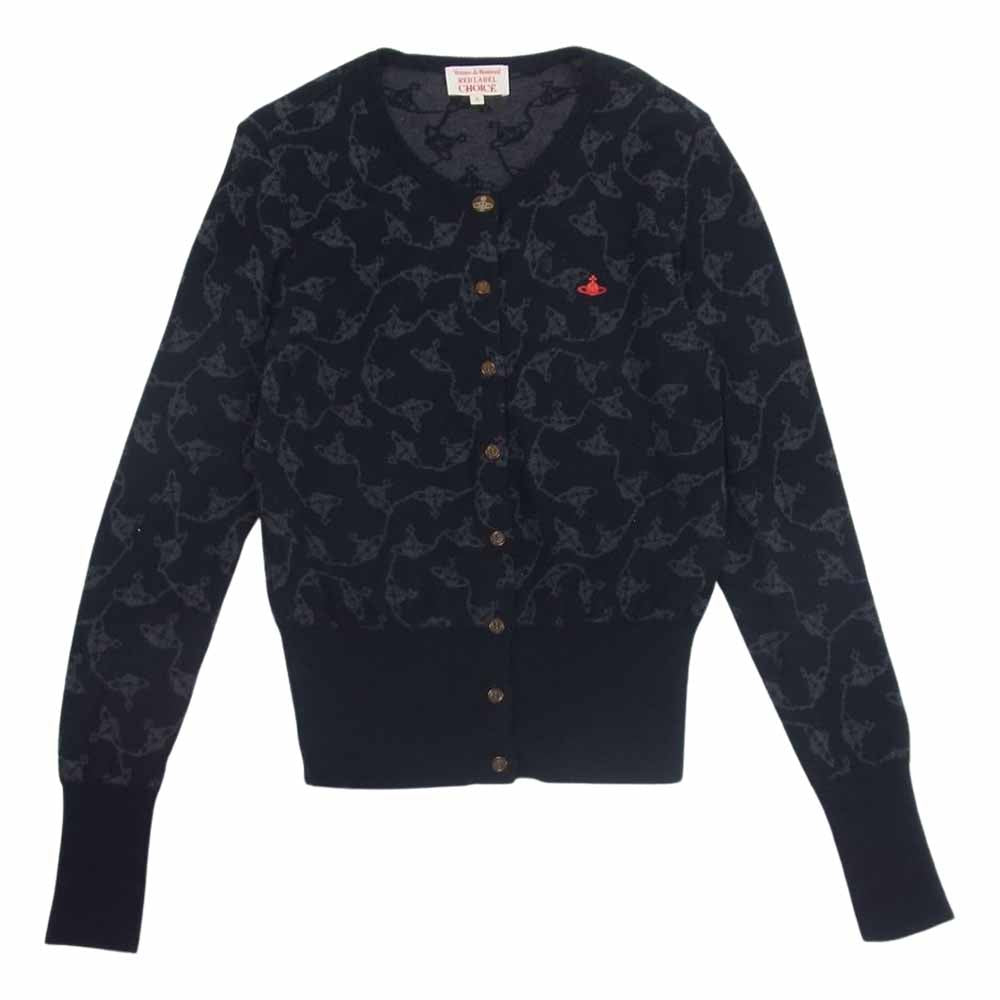Vivienne Westwood ヴィヴィアンウエストウッド RED LABEL レッドレーベル CHOICE オーブ ORB 刺繍 ボタン カーディガン ブラック系 2【中古】