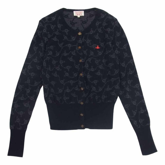Vivienne Westwood ヴィヴィアンウエストウッド RED LABEL レッドレーベル CHOICE オーブ ORB 刺繍 ボタン カーディガン ブラック系 2【中古】