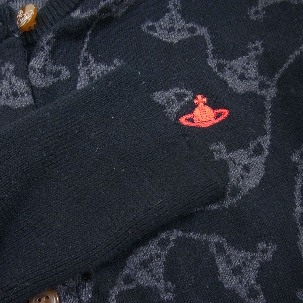 Vivienne Westwood ヴィヴィアンウエストウッド RED LABEL レッドレーベル CHOICE オーブ ORB 刺繍 ボタン カーディガン ブラック系 2【中古】