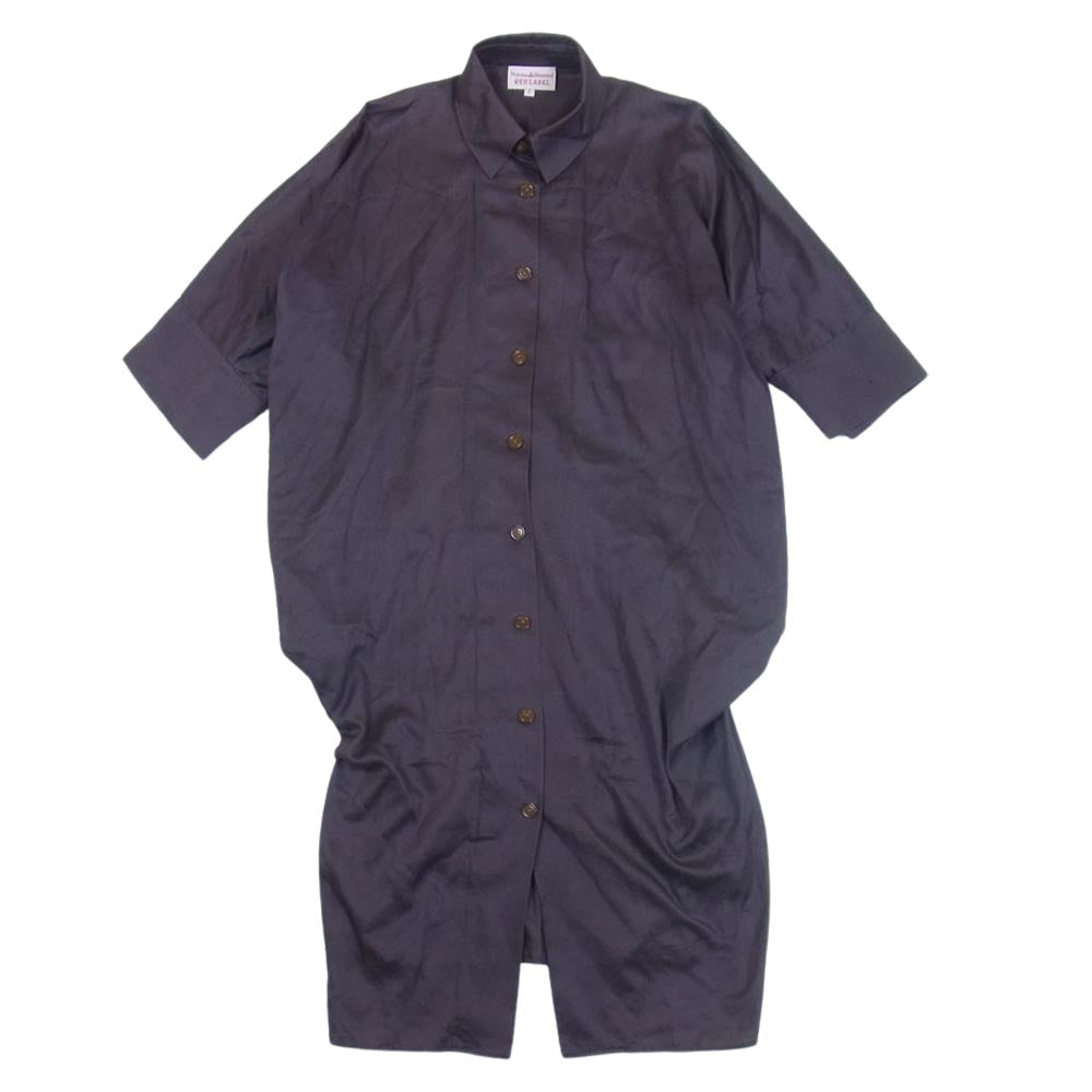 Vivienne Westwood ヴィヴィアンウエストウッド RED LABEL レッドレーベル オーブ ORB 刺繍 変形 ロング シャツ ワンピース 半袖 パープル系 2【中古】