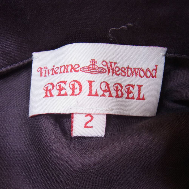 Vivienne Westwood ヴィヴィアンウエストウッド RED LABEL レッドレーベル オーブ ORB 刺繍 変形 ロング シャツ  ワンピース 半袖 パープル系 2【中古】