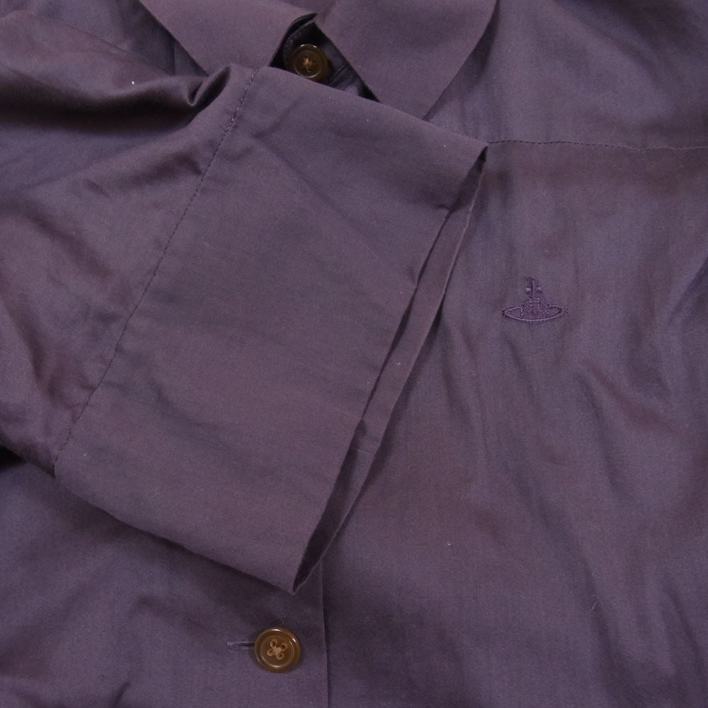 Vivienne Westwood ヴィヴィアンウエストウッド RED LABEL レッドレーベル オーブ ORB 刺繍 変形 ロング シャツ ワンピース 半袖 パープル系 2【中古】