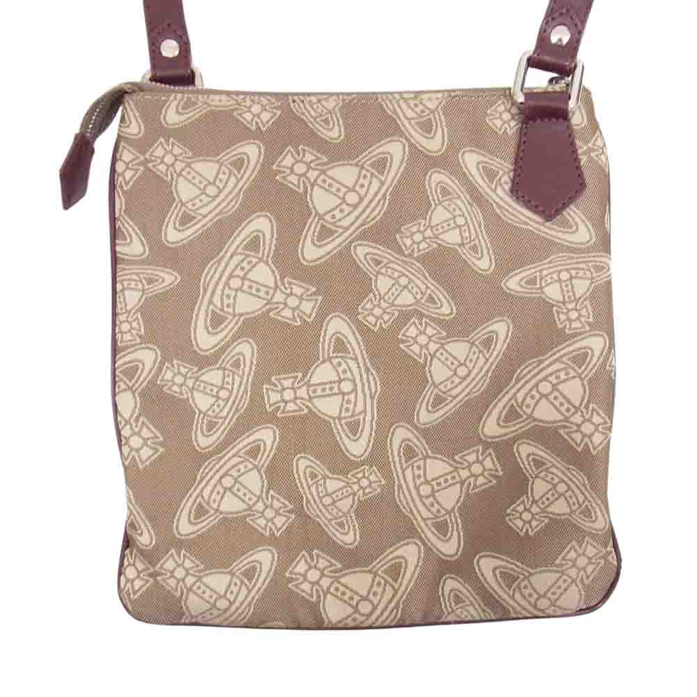 Vivienne Westwood ヴィヴィアンウエストウッド ANGLOMANIA アングロマニア オーブ ORB キャンバス レザー ショルダーバッグ ブラウン系【中古】