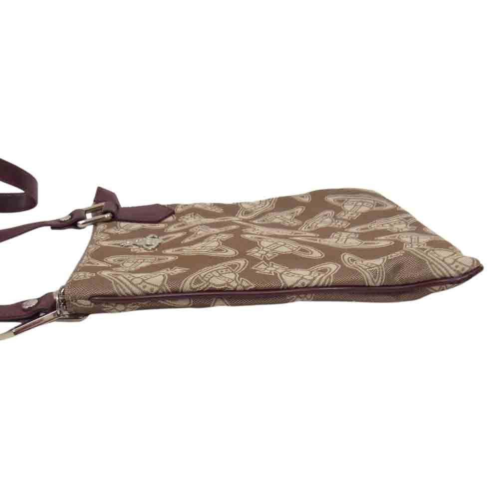 Vivienne Westwood ヴィヴィアンウエストウッド ANGLOMANIA アングロマニア オーブ ORB キャンバス レザー ショルダーバッグ ブラウン系【中古】