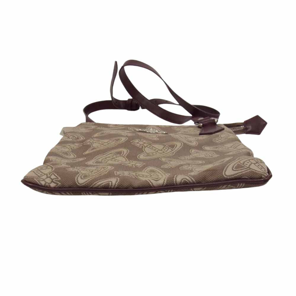 Vivienne Westwood ヴィヴィアンウエストウッド ANGLOMANIA アングロマニア オーブ ORB キャンバス レザー ショルダーバッグ ブラウン系【中古】