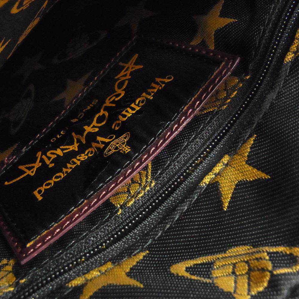 Vivienne Westwood ヴィヴィアンウエストウッド ANGLOMANIA アングロマニア オーブ ORB キャンバス レザー ショルダーバッグ ブラウン系【中古】