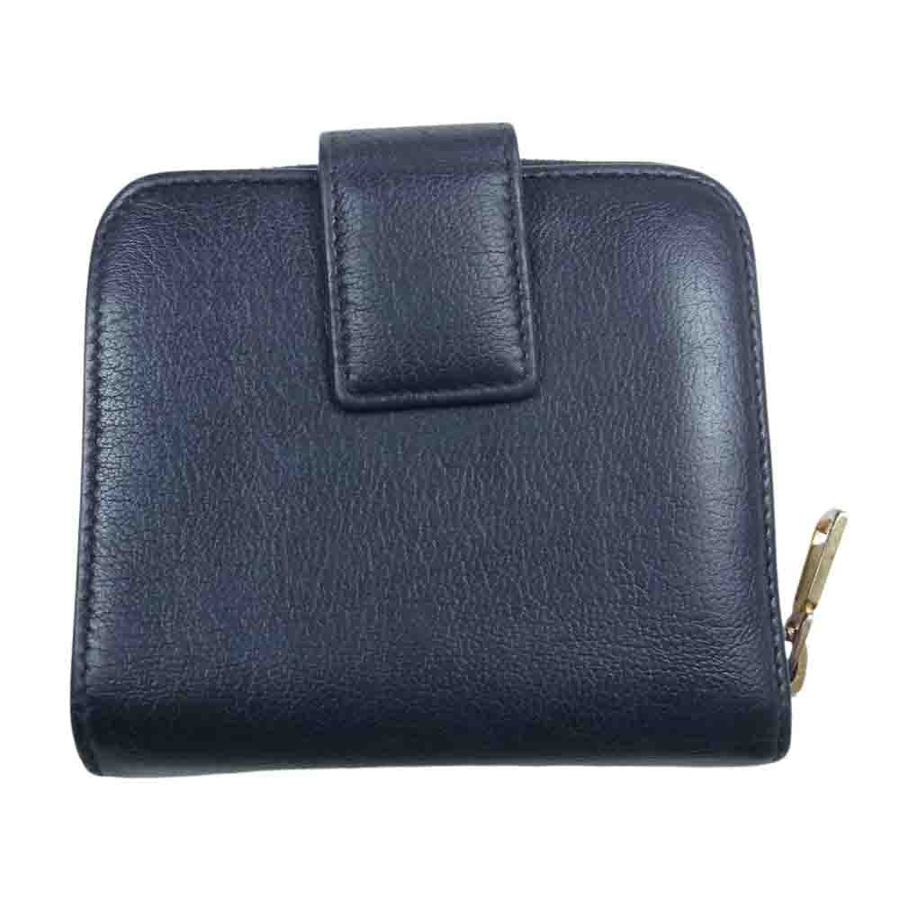 SAINT LAURENT サンローラン 352906 二つ折り コンパクト ジップ ウォレット 財布 ブラック系【中古】