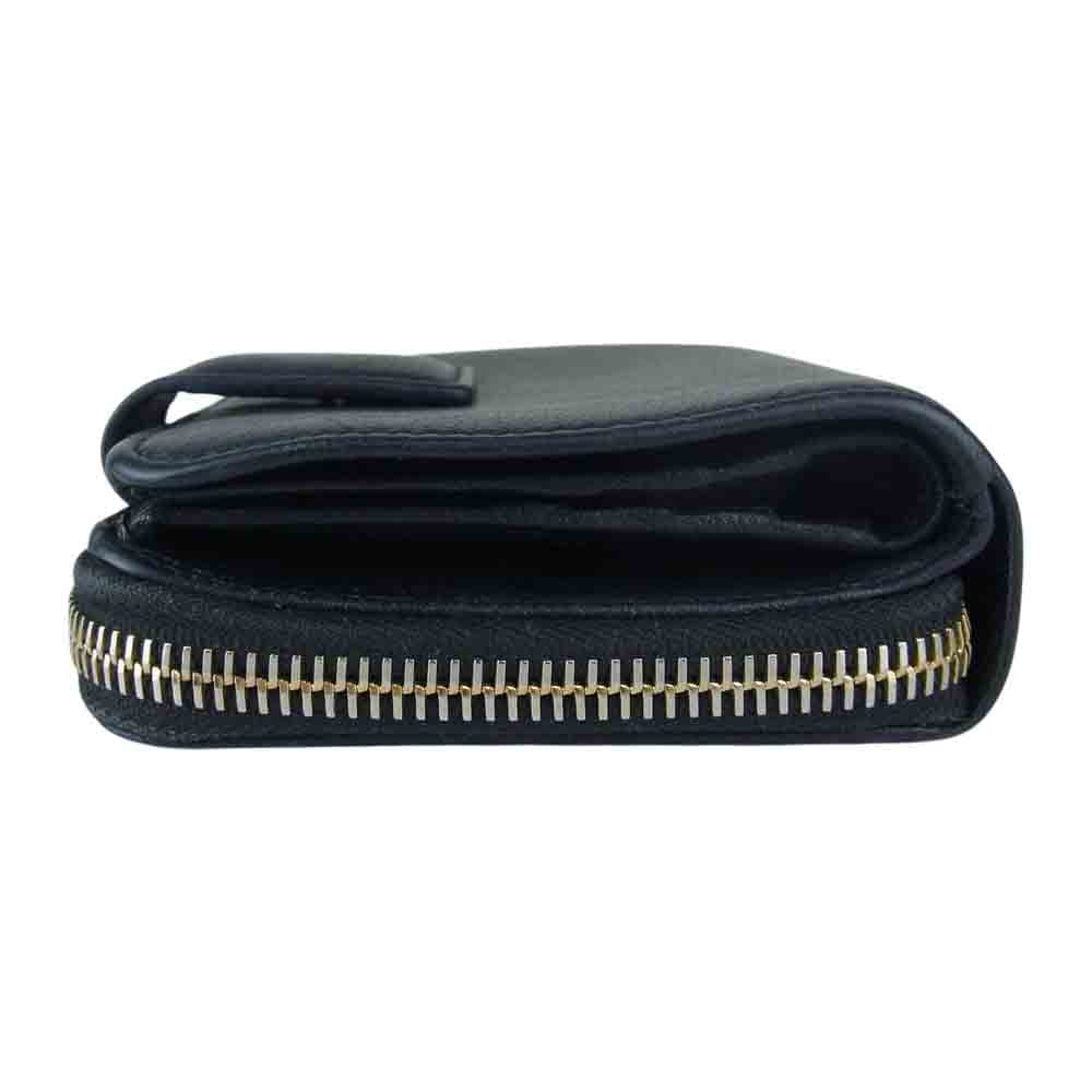 SAINT LAURENT サンローラン 352906 二つ折り コンパクト ジップ ウォレット 財布 ブラック系【中古】