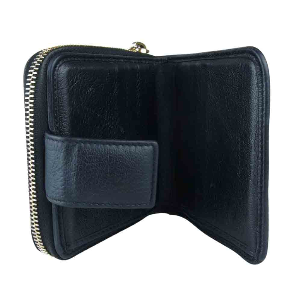 SAINT LAURENT サンローラン 352906 二つ折り コンパクト ジップ ウォレット 財布 ブラック系【中古】