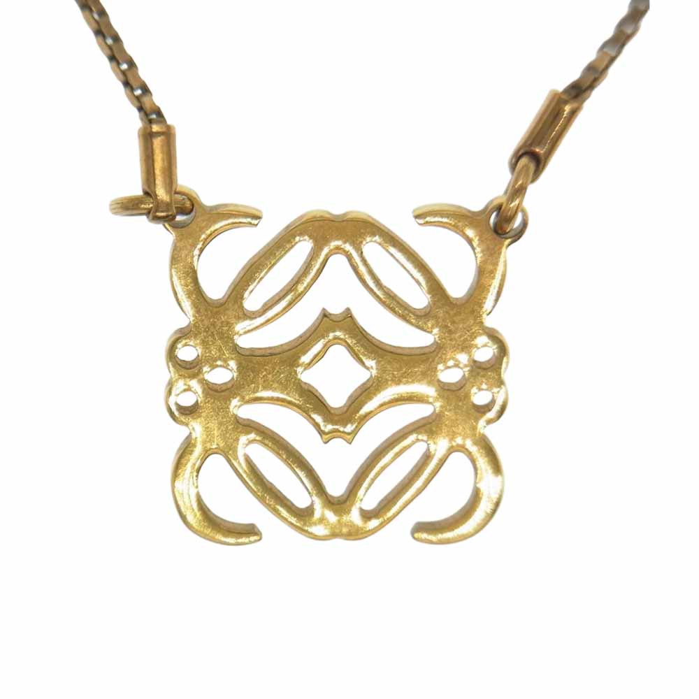 LOEWE ロエベ アナグラム ペンダント ネックレス ゴールド系【中古