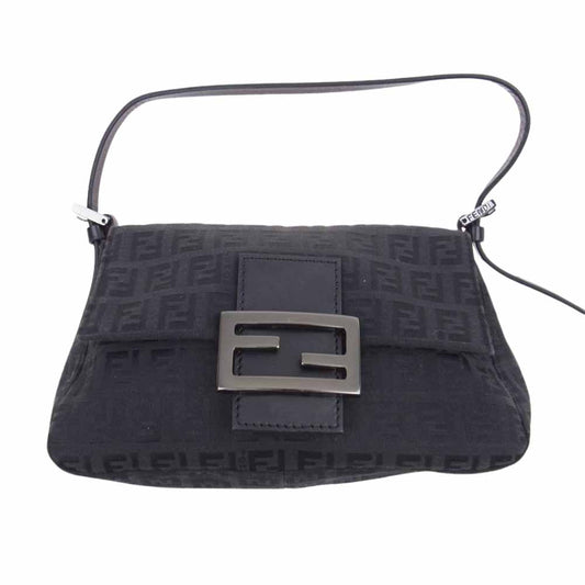FENDI フェンディ 8BR180 ズッカ柄 ミニ マンマバケット ハンドバッグ ブラック系【中古】