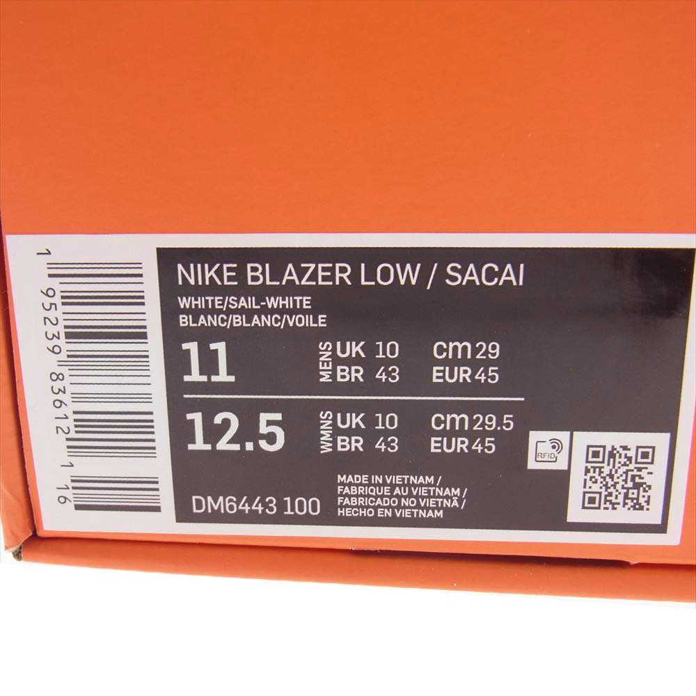 NIKE ナイキ DM6443-100 × sacai サカイ BLAZER LOW ブレーザー ロー スニーカー ホワイト系 29cm【中古】