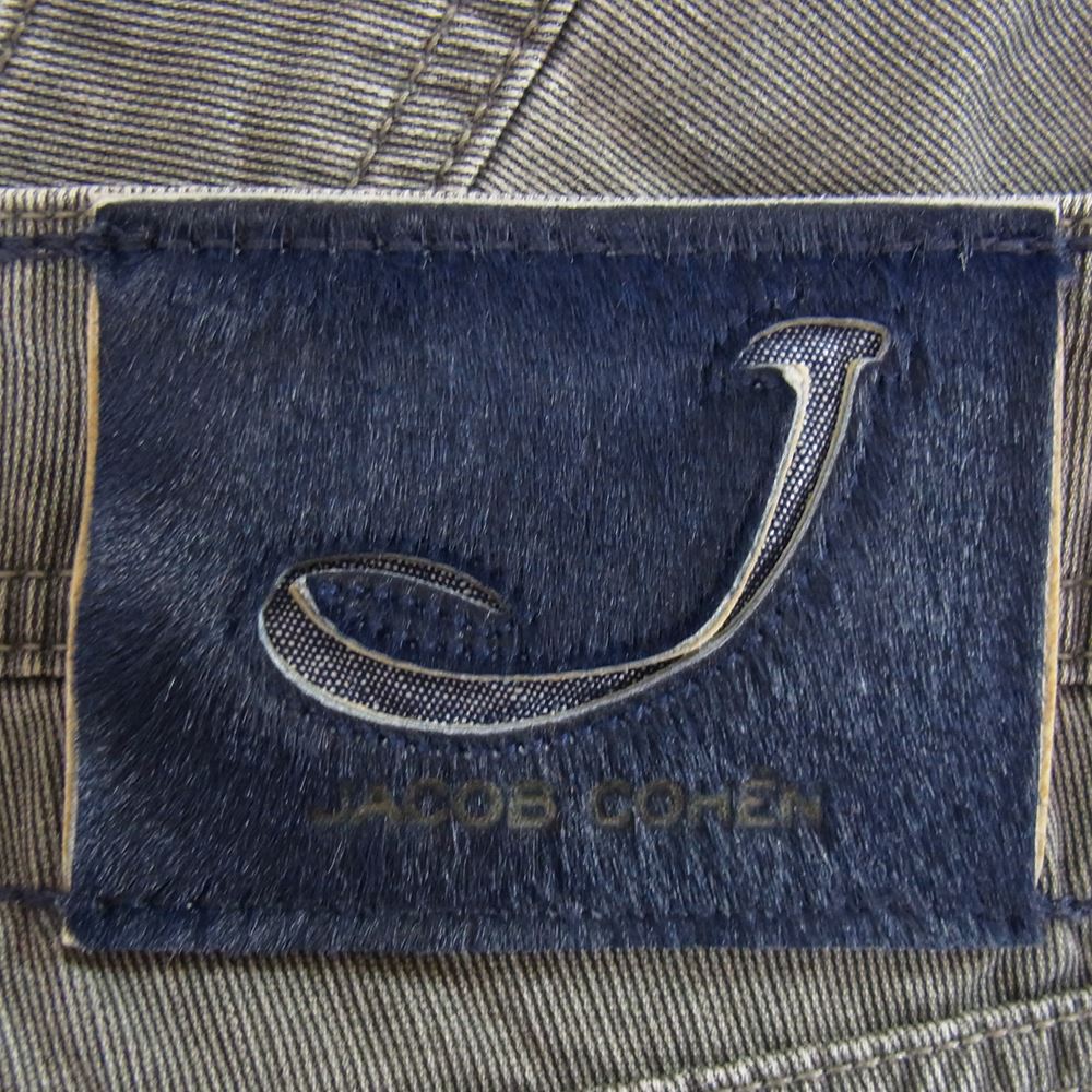 JACOB COHEN ヤコブコーエン J622 ボタンフライ 5ポケット スレキバンダナプリント ハラコパッチ ストレッチ デニムパンツ ジーンズ グレー系 32【中古】