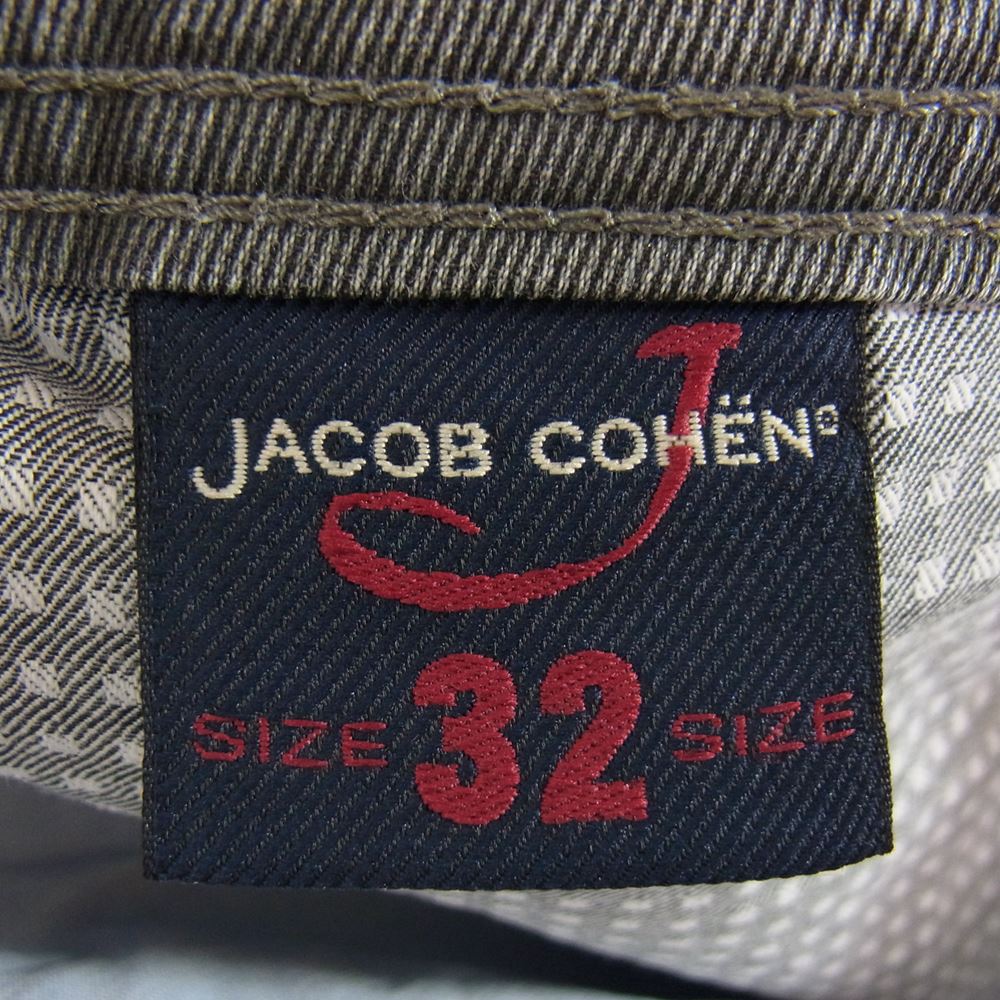 JACOB COHEN ヤコブコーエン J622 ボタンフライ 5ポケット スレキバンダナプリント ハラコパッチ ストレッチ デニムパンツ ジーンズ グレー系 32【中古】