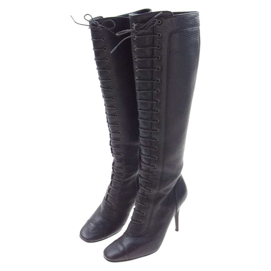 GIVENCHY ジバンシィ ロング 編み上げ ブーツ ブラック系 37.5【中古】