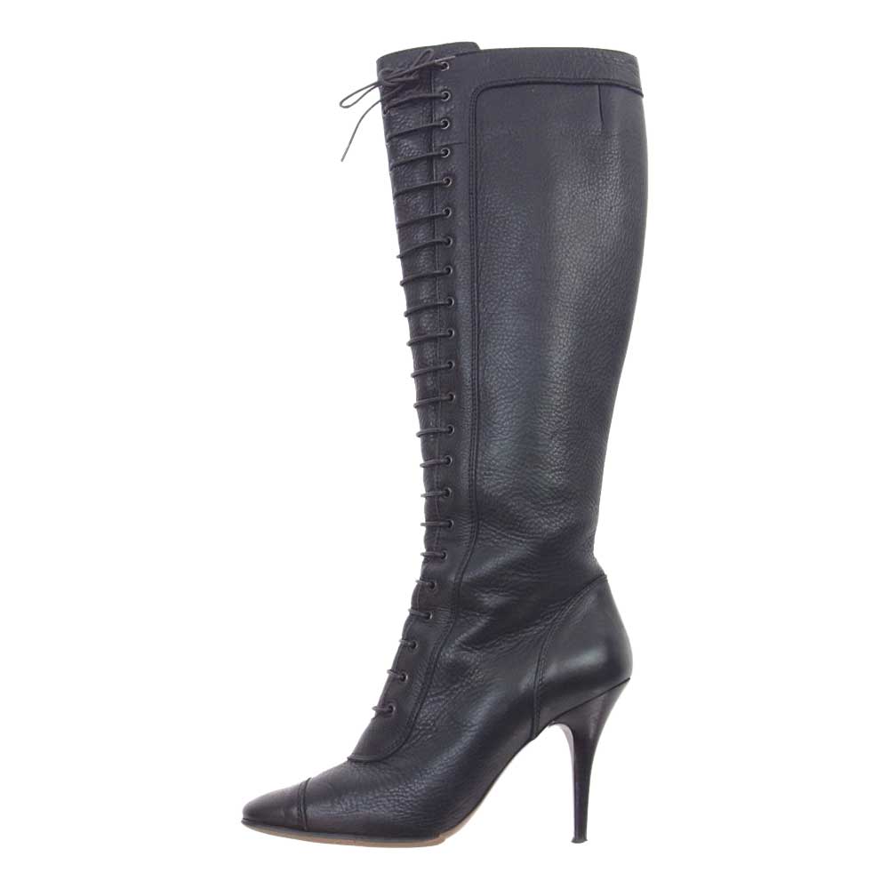 GIVENCHY ジバンシィ ロング 編み上げ ブーツ ブラック系 37.5【中古】
