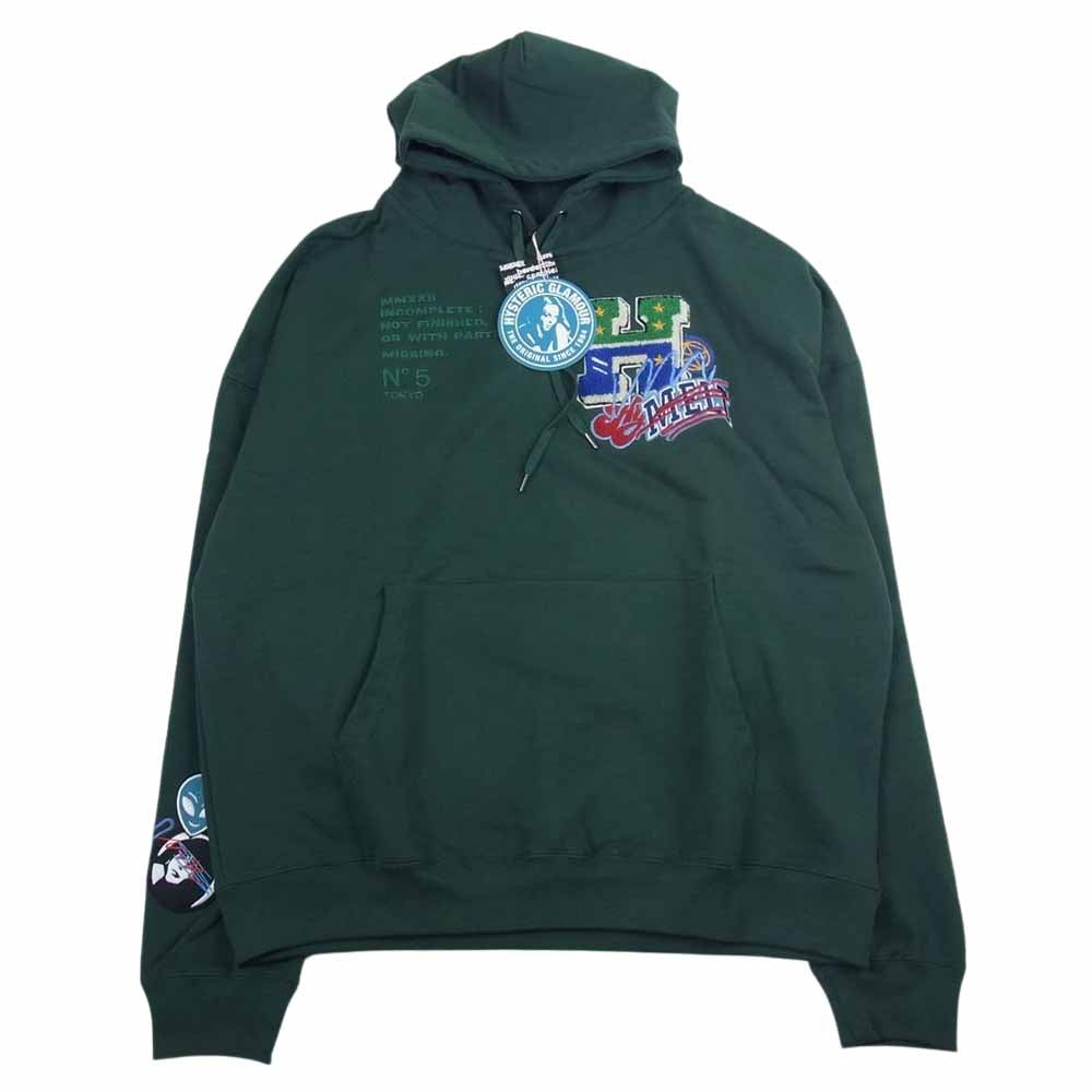 HYSTERIC GLAMOUR ヒステリックグラマー × genzai Sagara Collage Hoodie プルオーバー スウェット パーカー グリーン系 M【新古品】【未使用】【中古】