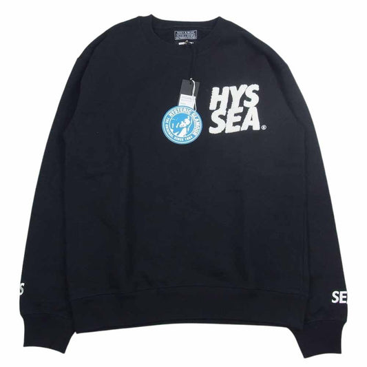 HYSTERIC GLAMOUR ヒステリックグラマー WDS-C-HYS-23-AP-Q1-17 × WIND AND SEA ウィンダンシー CREW NECK SWEAT クルー ネック スウェット ブラック系 M【極上美品】【中古】