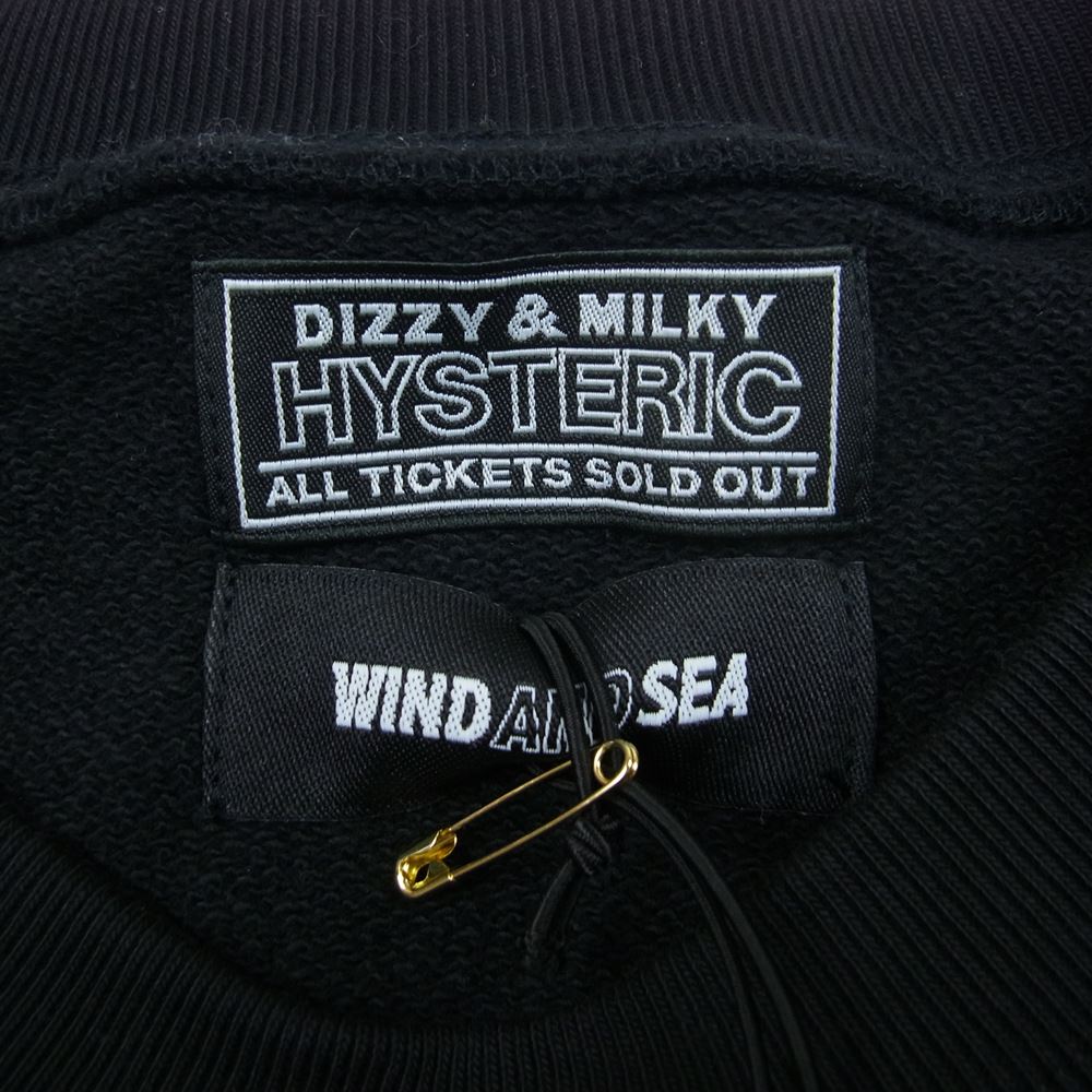 HYSTERIC GLAMOUR ヒステリックグラマー WDS-C-HYS-23-AP-Q1-17 × WIND AND SEA ウィンダンシー CREW NECK SWEAT クルー ネック スウェット ブラック系 M【極上美品】【中古】