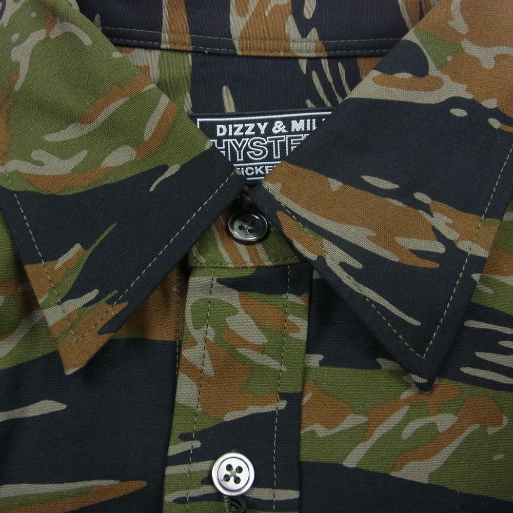 HYSTERIC GLAMOUR ヒステリックグラマー WDS-C-HYS-23-AP-Q1-10 × WIND AND SEA CAMOFLAGE SHIRT 迷彩 長袖 シャツ カーキ系 M【新古品】【未使用】【中古】