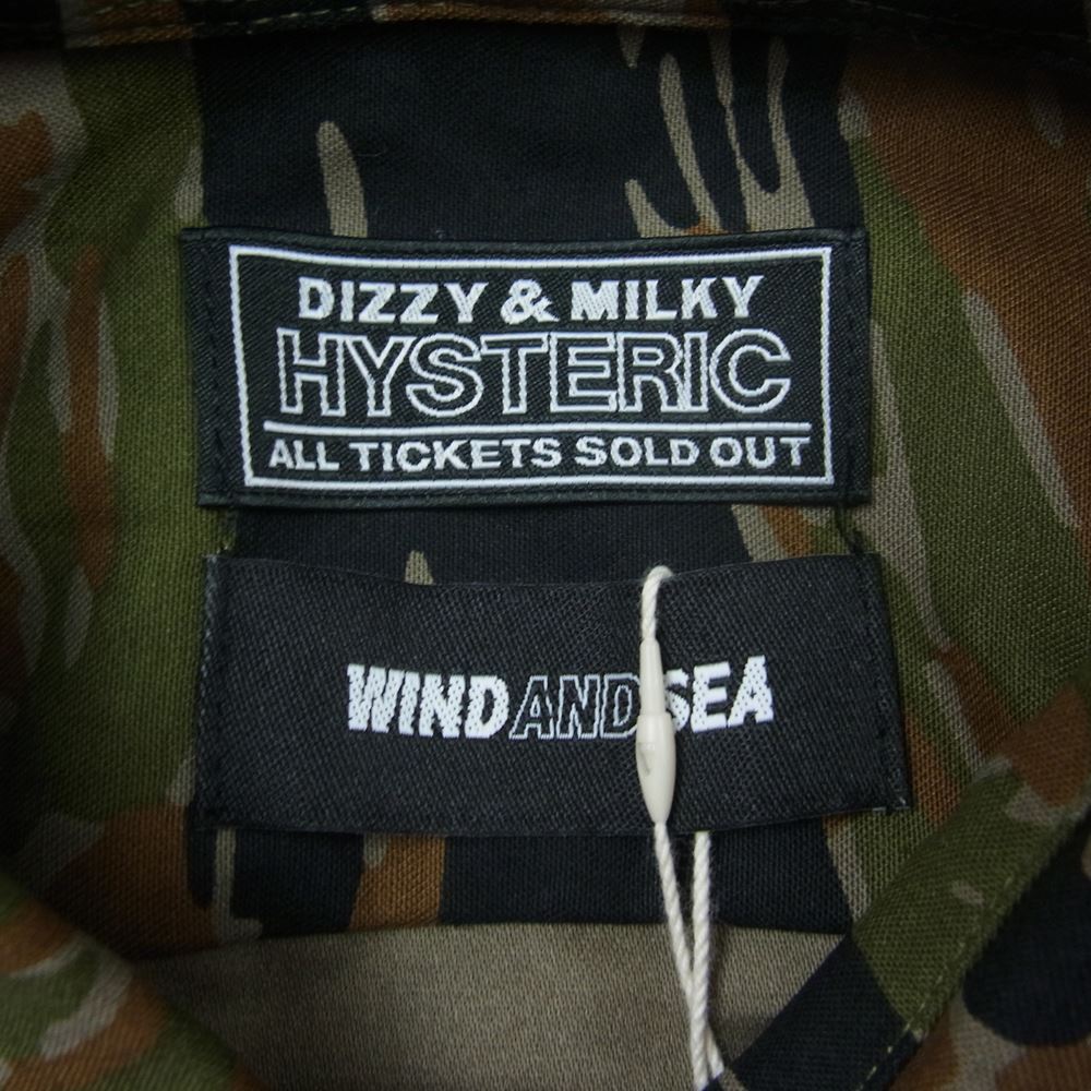 HYSTERIC GLAMOUR ヒステリックグラマー WDS-C-HYS-23-AP-Q1-10 × WIND AND SEA CAMOFLAGE SHIRT 迷彩 長袖 シャツ カーキ系 M【新古品】【未使用】【中古】