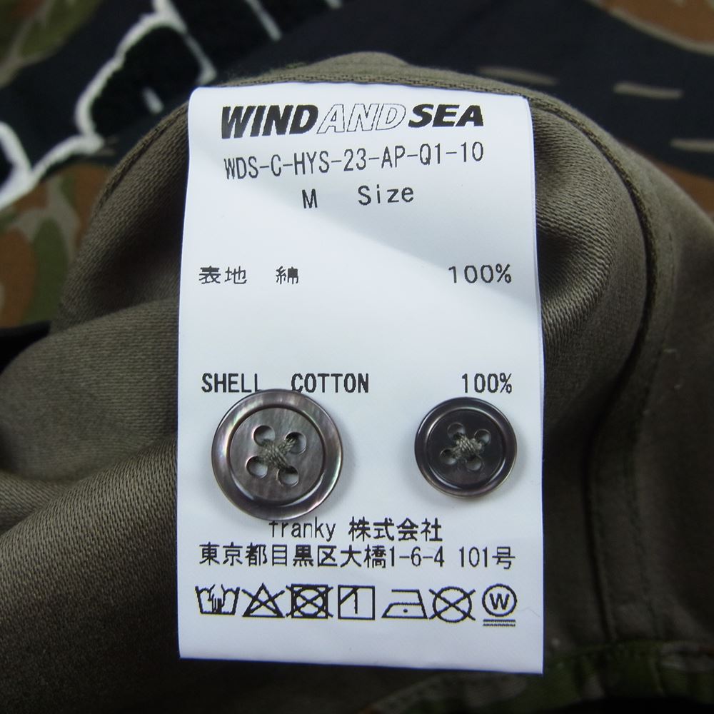 HYSTERIC GLAMOUR ヒステリックグラマー WDS-C-HYS-23-AP-Q1-10 × WIND AND SEA CAMOFLAGE SHIRT 迷彩 長袖 シャツ カーキ系 M【新古品】【未使用】【中古】