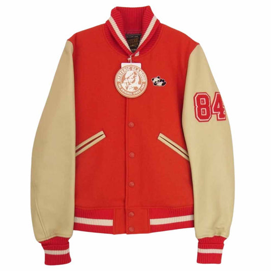 HYSTERIC GLAMOUR ヒステリックグラマー 01173AB01 PANDA MANIA パンダマニア 刺繍 レザースリーブ レディース スタジャン レッド系 S【新古品】【未使用】【中古】