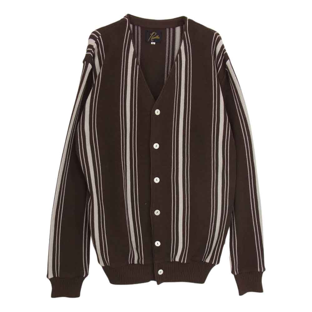 Needles ニードルス 19SS EJ237 V Neck Cardigan Purl Stitch Vネック ストライプ カーディガン ブラウン系 L【中古】