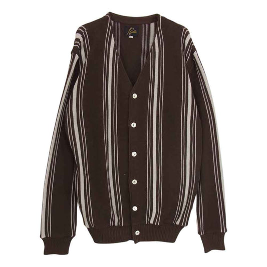 Needles ニードルス 19SS EJ237 V Neck Cardigan Purl Stitch Vネック ストライプ カーディガン ブラウン系 L【中古】