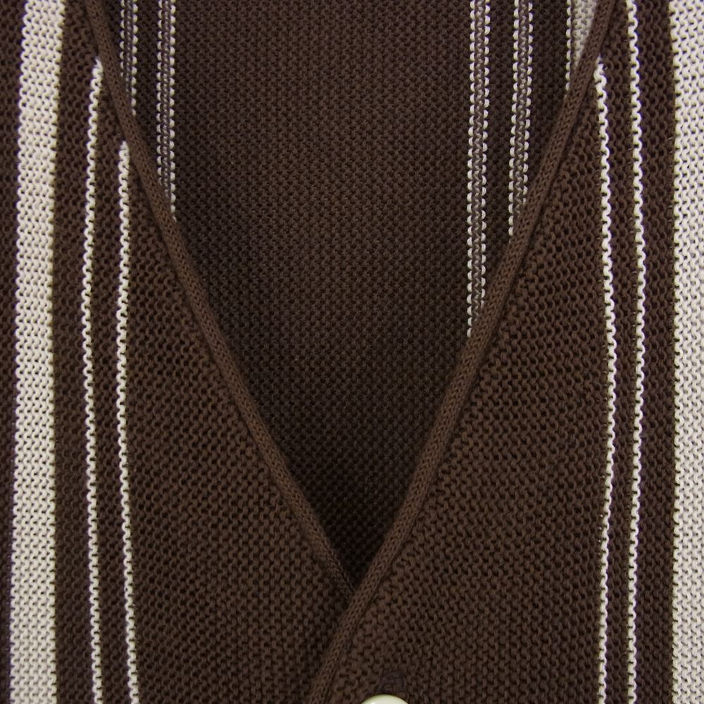 Needles ニードルス 19SS EJ237 V Neck Cardigan Purl Stitch Vネック ストライプ カーディガン ブラウン系 L【中古】
