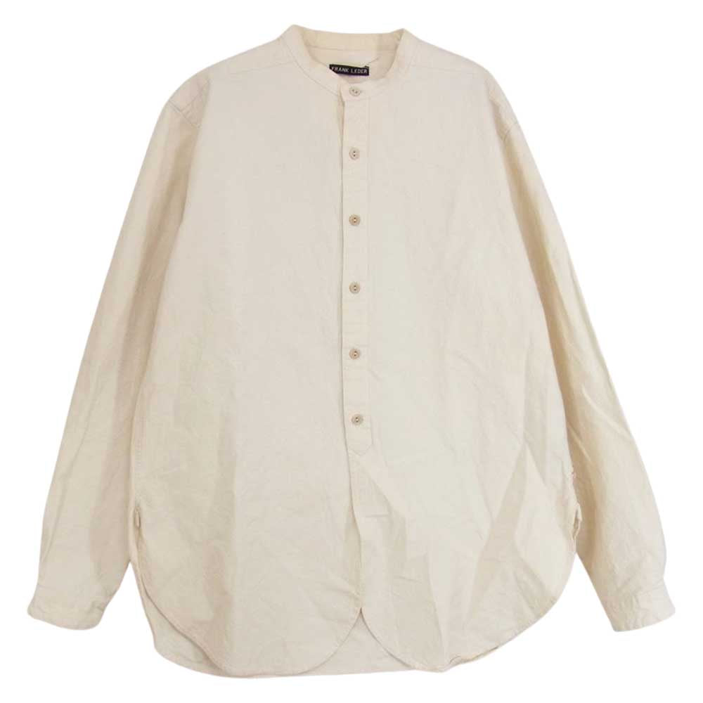 FRANK LEDER フランクリーダー ベッドリネン コットン バンドカラー 長袖 シャツ オフホワイト系 M【中古】