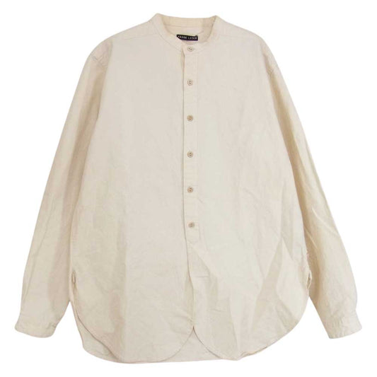 FRANK LEDER フランクリーダー ベッドリネン コットン バンドカラー 長袖 シャツ オフホワイト系 M【中古】
